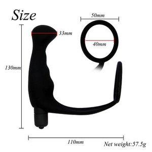 Adult supplies wholesale G-point prostate lock fine ring vibration massage stick male massager (Black) - sextoysok