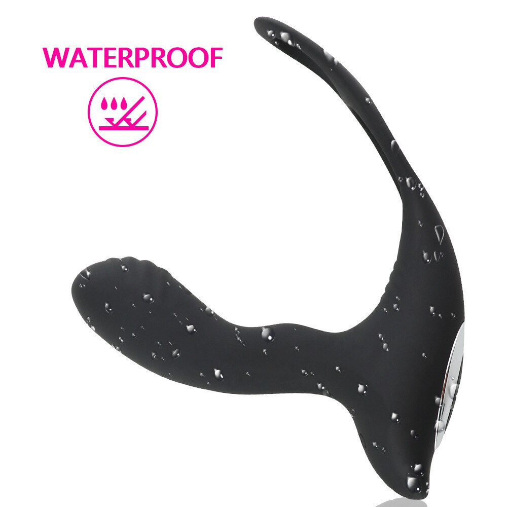 Sex Toy , Double Ring Prostate Vibrator Constant Temperature Heating Anal Plug Soft Silicone Vibratorv , Male Sex Toy (Black) - sextoysok