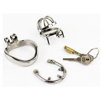 NEW Stainless Steel Super Small Male Chastity Cage with Anti-off ring BDSM Sex Toys For Men Chastity Device 35mm Short Cage - sextoysok