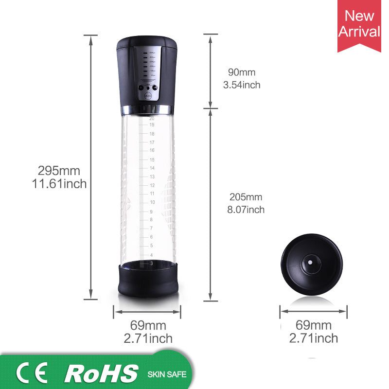 Electric Automatic Penis Pump USB Rechargeable Penis Enlarger Vacuum Pump Powerful Penis Enlargement Extender Sex Toys for Men (Sky blue) - sextoysok