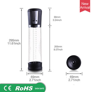 Electric Automatic Penis Pump USB Rechargeable Penis Enlarger Vacuum Pump Powerful Penis Enlargement Extender Sex Toys for Men (Sky blue) - sextoysok