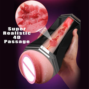 Male Masturbator Sex Toys Pussy Mouth Suck Deep Throat Real Vagina Double Hole 3D Silicone Soft Masturbation Cup for Adult Man (Set) - sextoysok