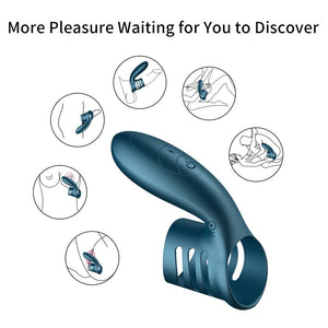 FOX FOXSHOW S1 / S2 Extend Semen Lock Ring Electric Shock Cock Ring Dual Sharing Vibrator for Sex - sextoysok