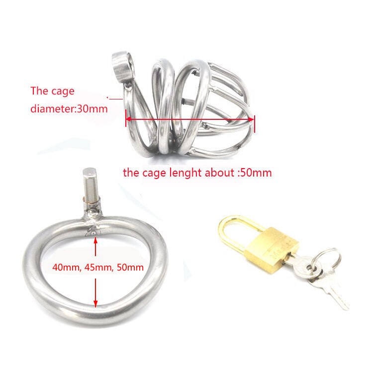 Stainless Steel Small Male Chastity device Adult Cock Cage With Curve Cock Ring Sex Toys Bondage Chastity belt A224-1 - sextoysok