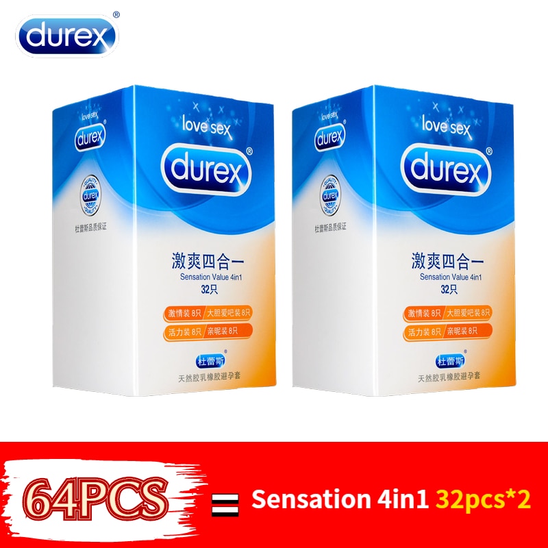 Durex 32Pcs/Pack Sensation Value 4in1 Ultra Thin Sexy Lubricated Condoms Sex Toys Condom for men Vanilla Flavor - sextoysok