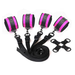 Black PU Handcuffs leather BDSM Sex Bondage kit Slave Fetish bedroom sex bandage Ankle cuffs restraint set adult toys For Couple - sextoysok