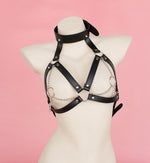 Women Leather Chain Lingerie ,Open Bust Body Harness Breast String Bra,Women's Sexy Clubwear,BDSM Bondage Restraints Strap (YMQ132) - sextoysok