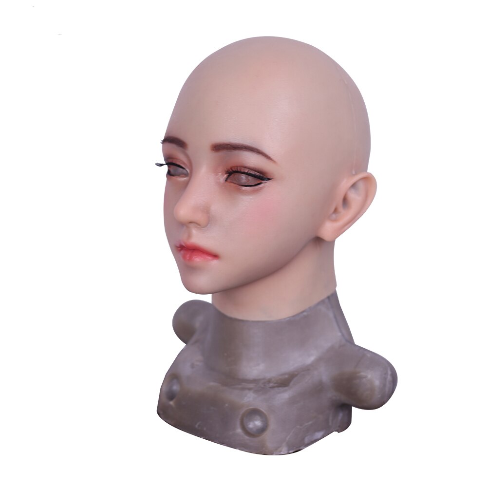 Realistic Silicone Full Head Masks Face Female Masquerade Halloween Cosplay Drag Queen Crossdresser Cover Facial Scars - sextoysok