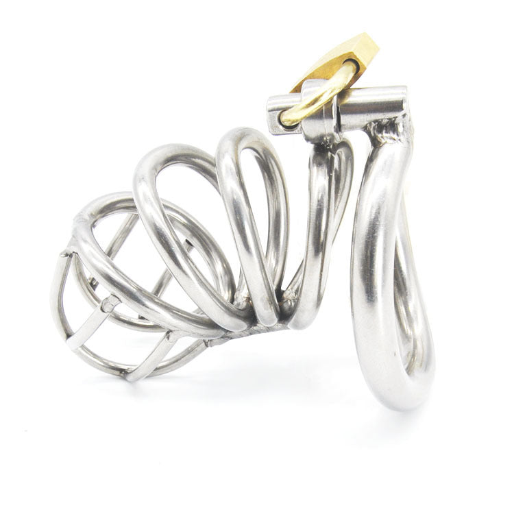 Stainless Steel Male Chastity device Adult Cock Cage With arc-shaped Cock Ring BDSM Sex Toy Bondage Men Chastity Belt A224-2 - sextoysok