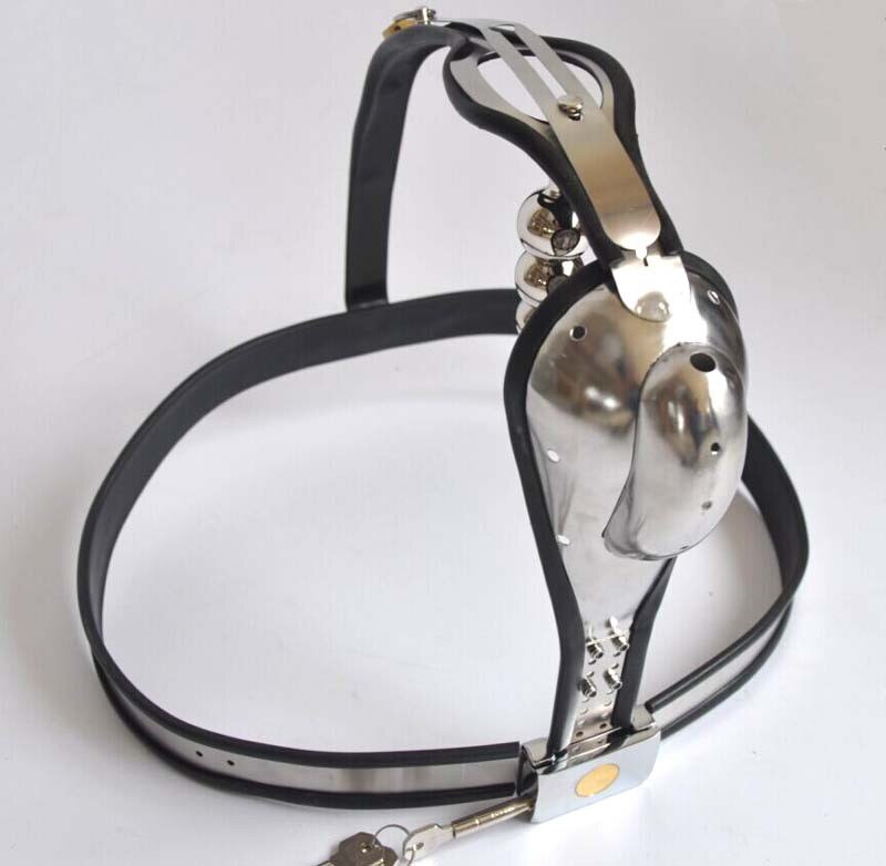 Male Chastity Belt Mens Stainless Steel Chastity Cage With Removable Anal Bead Plug Master Slave Lockable Penis Restraint Device - sextoysok
