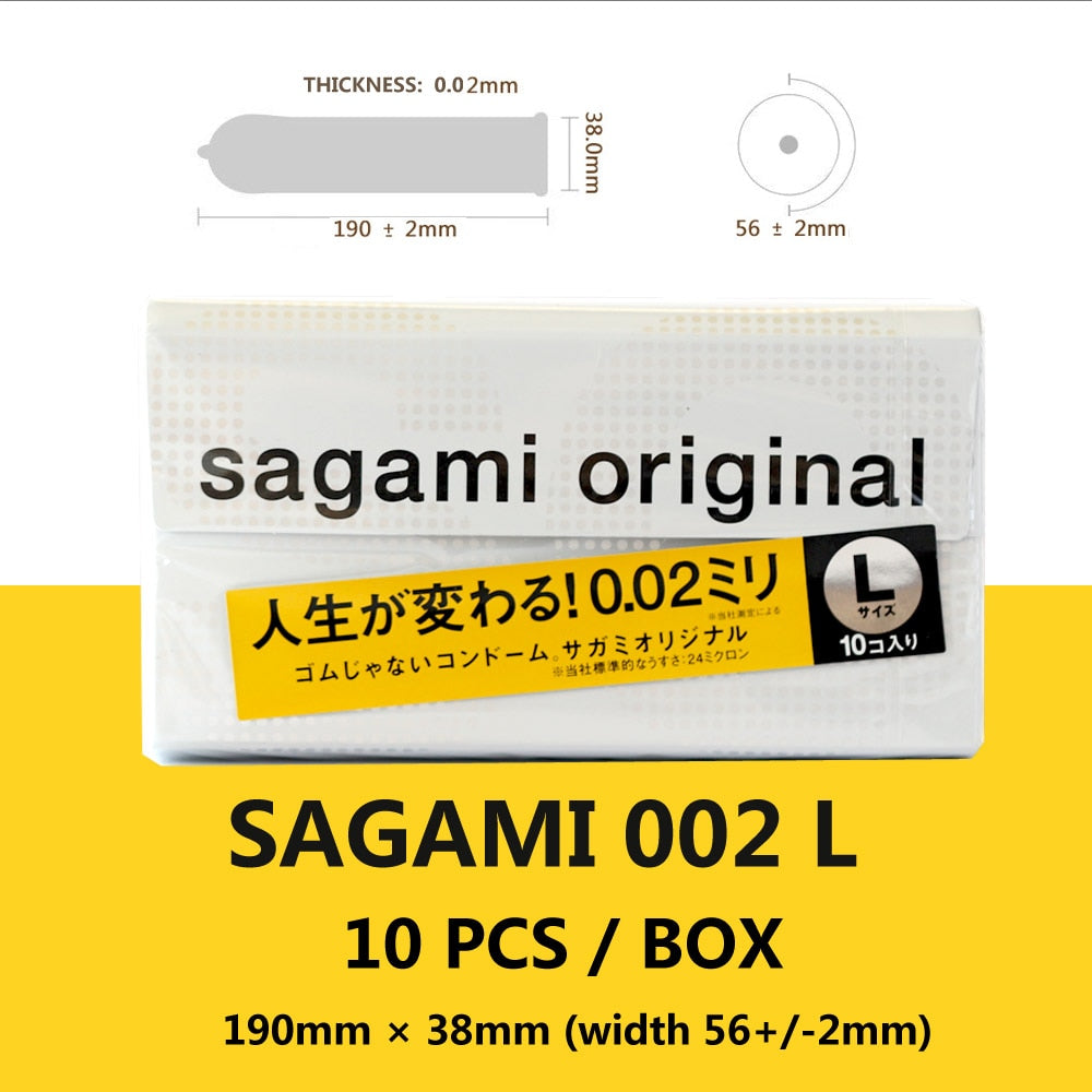 Qinsawaka select Made in Japan 10pc 0.02 super thin like not wearing SAGAMI ORIGINAL condoms NO Latex Allergy Polyurethan sex (10 pcs L) - sextoysok