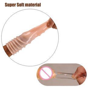 Lengthen Reusable Enlargement Condoms Extend G point Ring Male Penis Extension Sleeves Sex Toys for Man Adults Intimate Goods - sextoysok