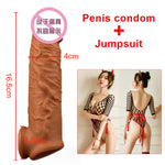 OMYSKY Penis Enlargement Condoms For Men Reusable Penis Sleeve Extender Dildo Enhancer Sleeves For Adults Intimate Cock Rings - sextoysok