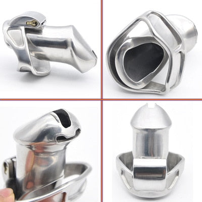 Free Shipping! New Design Male 316L Stainless Steel Luxury Chastity Device Standard Cage with 2 Magic Locks - sextoysok