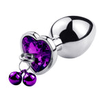 Leash Chain Anal Plug with Bell Adult BDSM Games Stainless steel Crystal Heart Anal Sex Butt Plug Stimulator Sex Toys For Wome - sextoysok