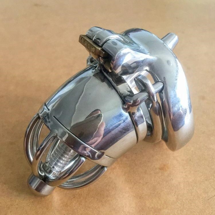 Stainless Steel Male Chastity Device With Silicone Urethral Sounds Catheter Spike Ring BDSM Sex Toys For Men Chastity Belt A277 - sextoysok