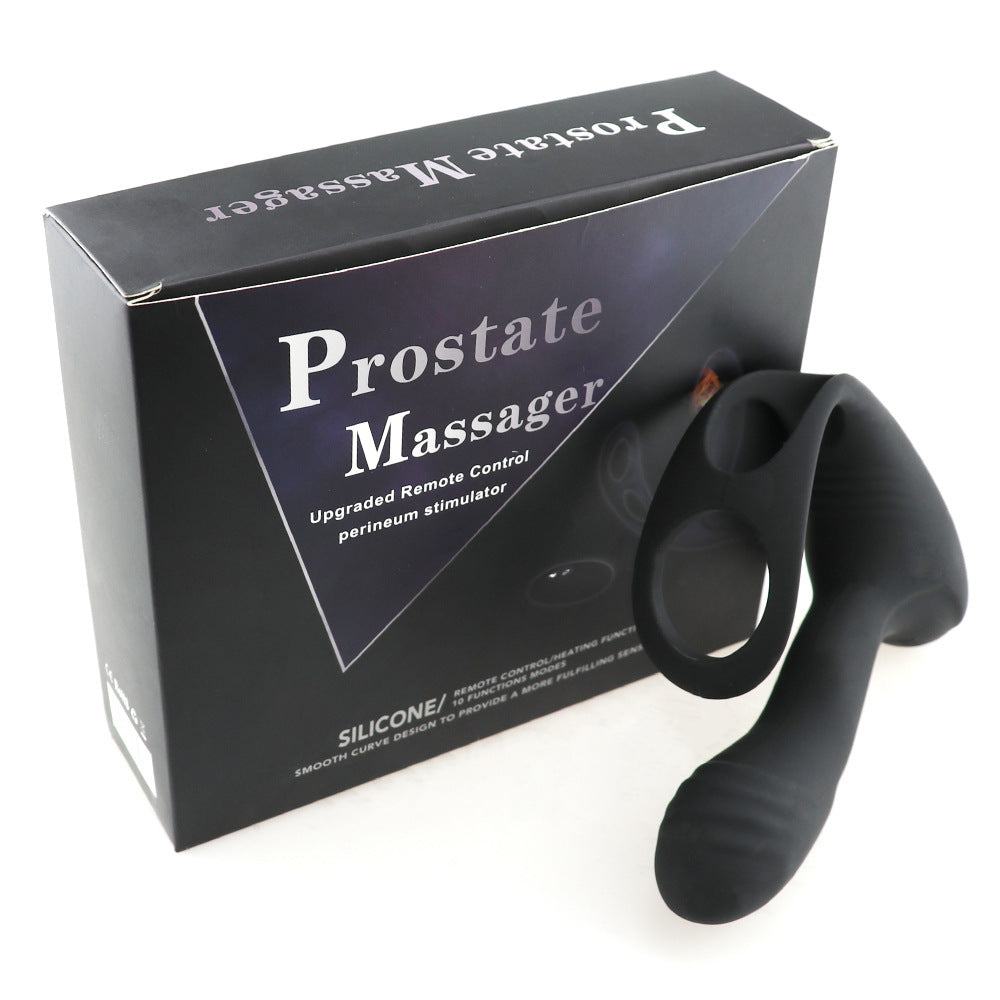 Sex Toy , Double Ring Prostate Vibrator Constant Temperature Heating Anal Plug Soft Silicone Vibratorv , Male Sex Toy (Black) - sextoysok