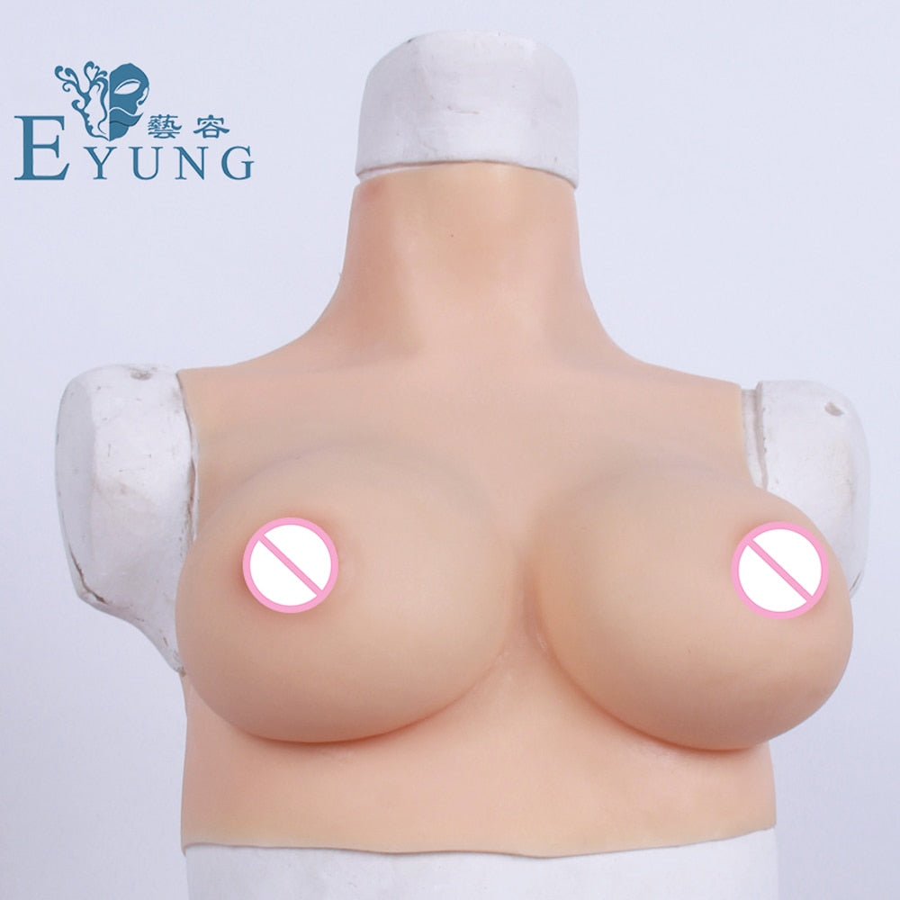 Eyung C Cup Silicone Fake Boobs Chest Erotic Tit Breast Plate Silicone for Male Crossdresser Transvestite Realistic Breast Boob - sextoysok