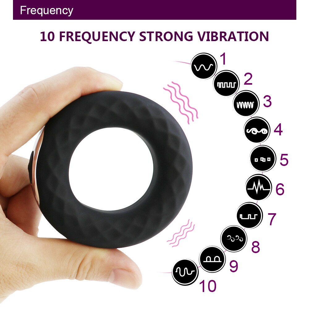 vibrator sex toys for men charging silicone shock lock fine ring male time delay masturbation sex toys (Silver) - sextoysok