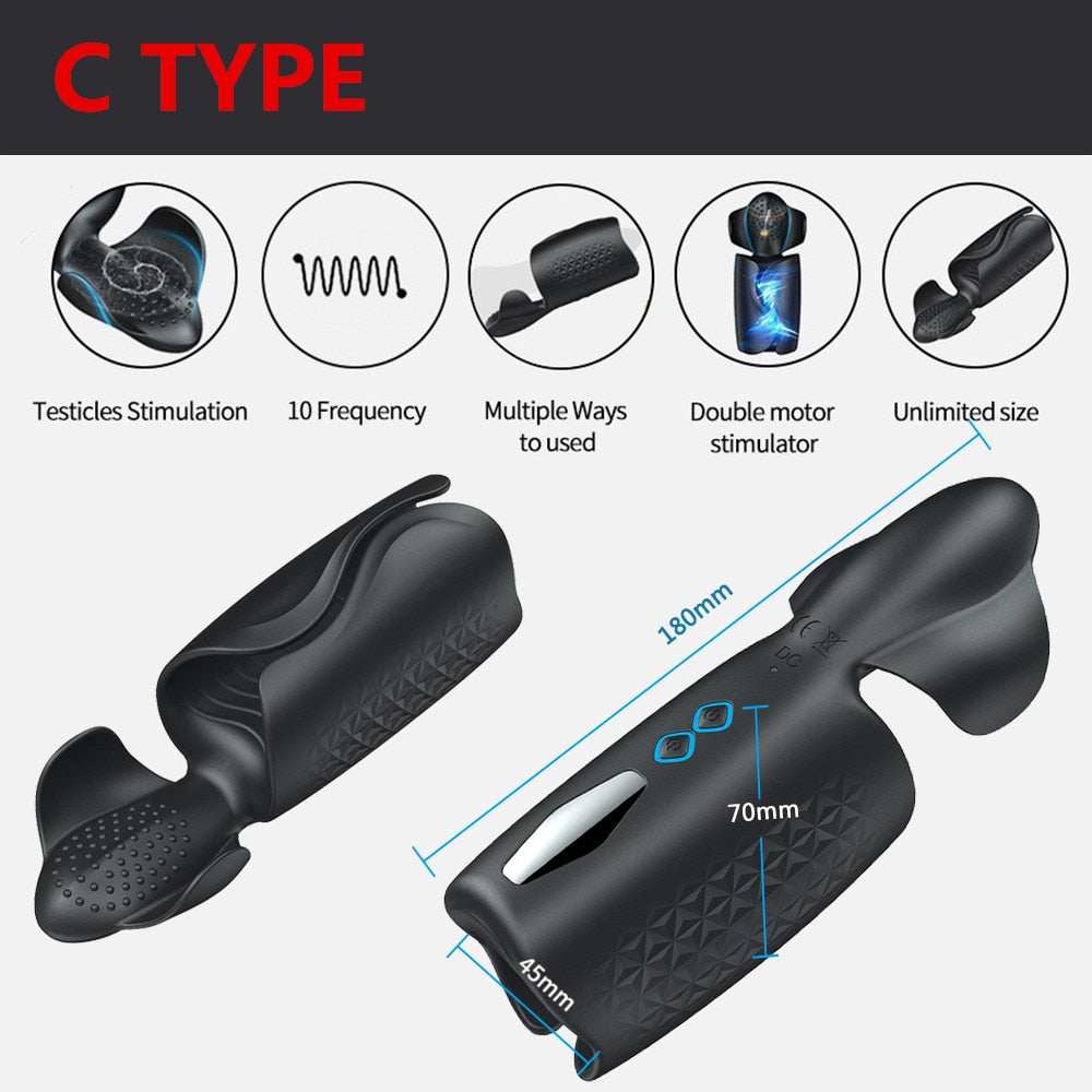 Blowjob Sex Toys for Men Deep Throat Male Masturbator Automatic Penis Pump Vibrators Tongue Licking Glans Massager Sex Shop - sextoysok