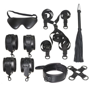 Under Bed Restraint Bondage Fetish Slave Handcuffs & Ankle Cuffs BDSM Bondage Eye Mask Whip Sex Toys For Woman Adult Erotic Toy (black) - sextoysok