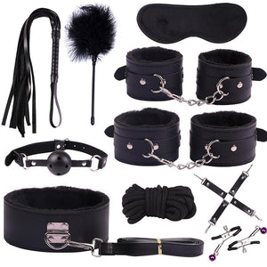 SM Game bandage sex toys for woman SM Game Suit Adult Handcuffs Ball Whip Kit Bondage Set Couple Sex Toys 10PCS sw - sextoysok