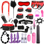 Adult Game Women Men Porno Sex Handcuffs Nipple Clamps Whip Mouth Gag Sex Mask Anal Plug Bondage Set Lingerie Toys for Adults - sextoysok