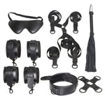 Under Bed Restraint Bondage Fetish Slave Handcuffs & Ankle Cuffs BDSM Bondage Eye Mask Whip Sex Toys For Woman Adult Erotic Toy (black) - sextoysok