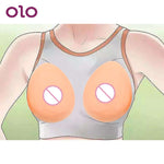 OLO 1Pair Realistic False Shemale Sex Toy Masturbation Toy Simulation Breast 36A A B C 36D Silicone Artificial Adhesive Breast - sextoysok