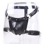Male Chastity Lock Pants Men's Locked PU Underwear Cock Cages Ring Virginity Lock Belt Sex Toy for Man Adult Sex Game - sextoysok