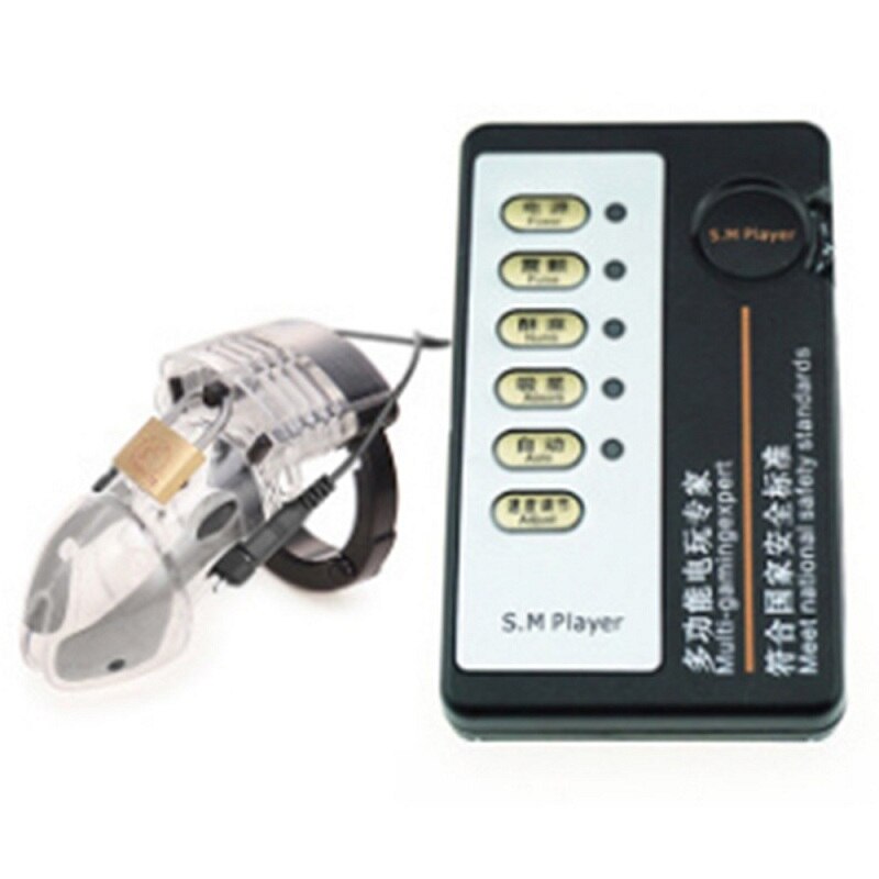INS Functional Electronic Vibration Shock Male Chastity Device Cock Cage SM Toy for Men - sextoysok