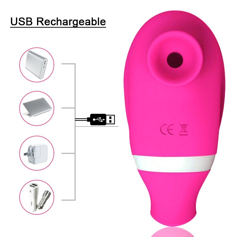 Sucking Vibrator Sucker for Clitoris Tongue Licking Stimulator Nipple Vibrating G Spot Vaginal 7 Modes Flirt Sex Toys for Women (Rose Red) - sextoysok