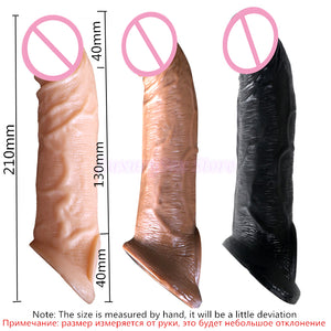 Reusable Penis Sleeve Extender Realistic Penis Condom Silicone Extension Sex Toy for Men Cock Enlarger Condom Sheath Delay - sextoysok
