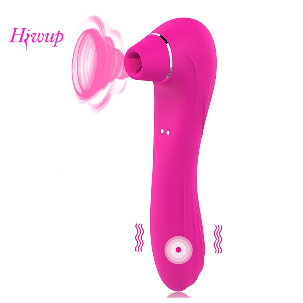 HIWUP Sex Sucking Toys Vibrator Powerful Clitoris Sucker Blowjob Tongue Stimulator Nipple Vagina Pussy Pump Sex Toys for Women - sextoysok