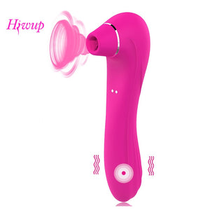 HIWUP Sex Sucking Toys Vibrator Powerful Clitoris Sucker Blowjob Tongue Stimulator Nipple Vagina Pussy Pump Sex Toys for Women - sextoysok