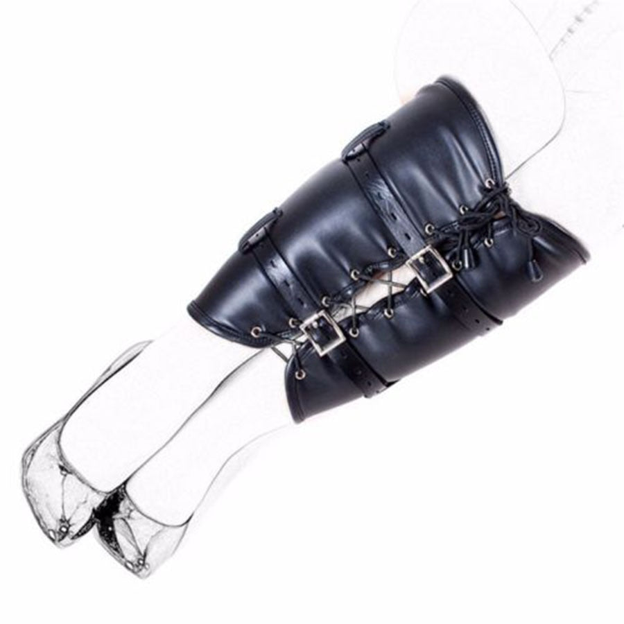 Bondage BDSM Restraints Role Play Hands Wrists Arm Leg Binder Hood Mask , PU Leather Tight Single Glove,Adult Costumes Sex Toys - sextoysok