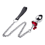 Leash Chain Anal Plug with Bell Adult BDSM Games Stainless steel Crystal Heart Anal Sex Butt Plug Stimulator Sex Toys For Wome - sextoysok