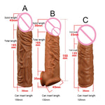 195mm Liquid Silicone Reusable Penis Sleeve Extender Male Cock Enlarge Condoms For Men Dildo Enhancer Delay Ejaculation With Box - sextoysok