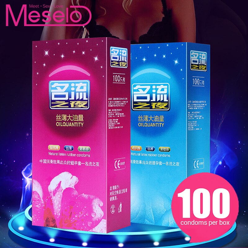 Meselo 100 Pcs/Box Condoms Natural Latex Smooth Lubricated Condom Contraception Adult Life Condoms For Men Sex Toys Sex Products - sextoysok