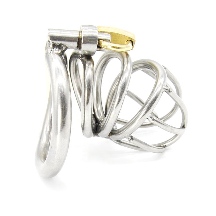 Stainless Steel Small Male Chastity device Adult Cock Cage With Curve Cock Ring Sex Toys Bondage Chastity belt A224-1 - sextoysok