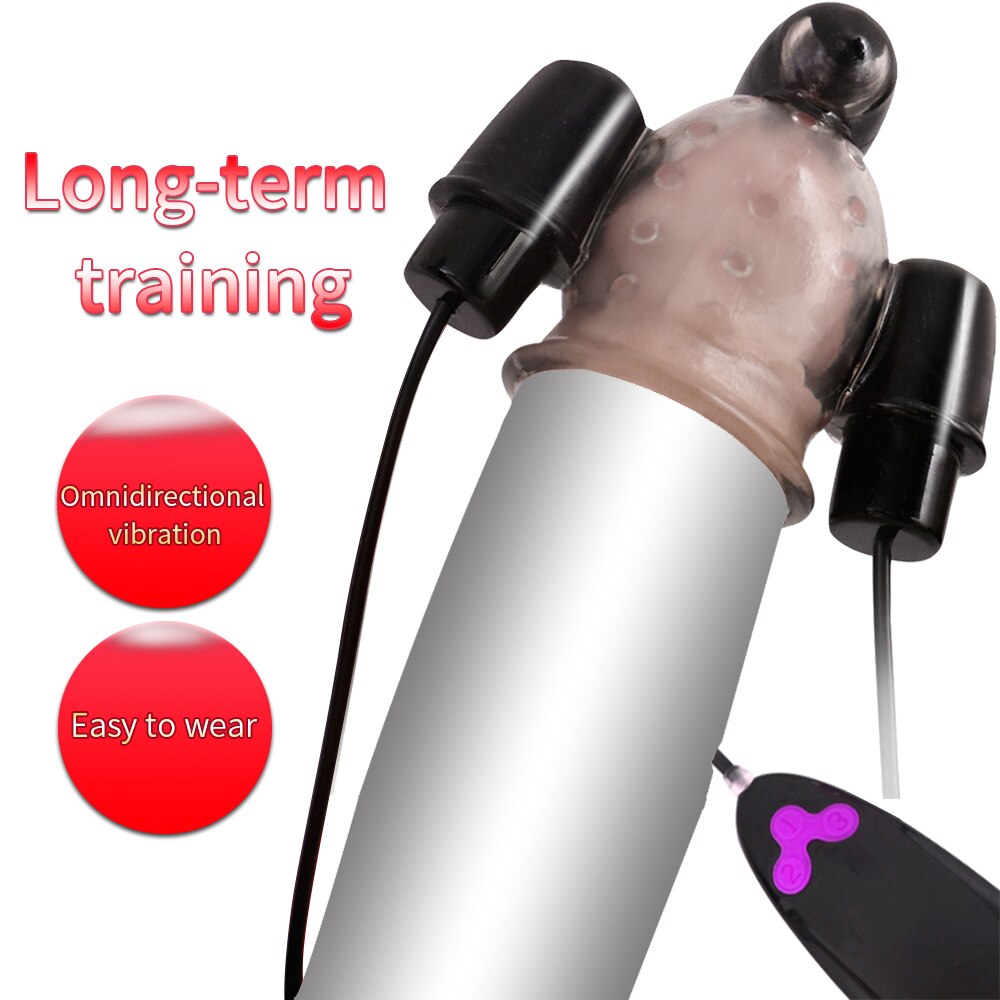Vibrating Ghost Exerciser Sex Toy for Adult Sex Products Glans Vibrator Penis Pump Enlargement Vibrator for Men Masturbator (black) - sextoysok