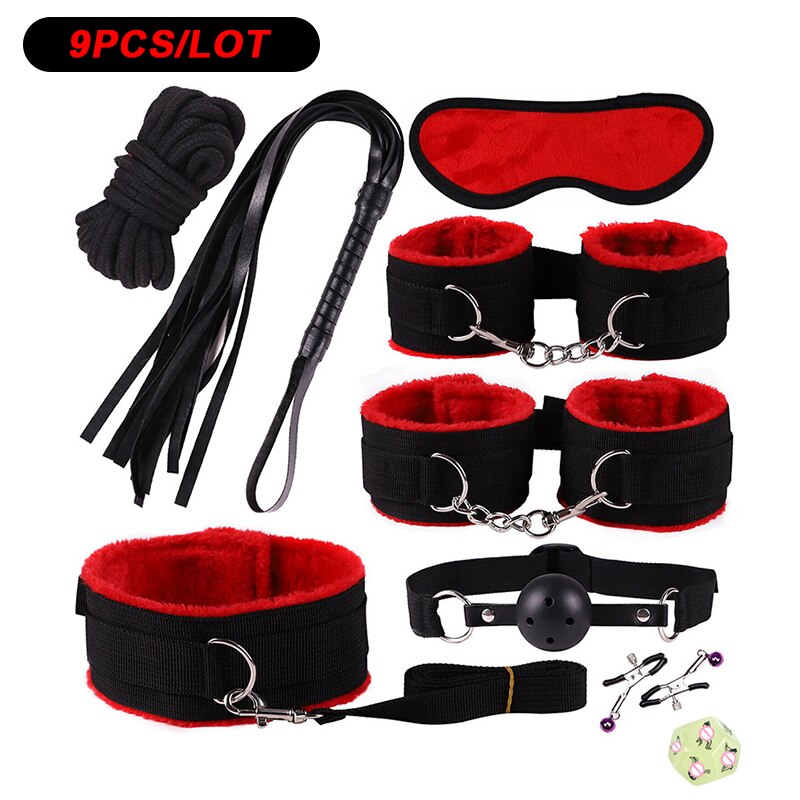 Sex Toys for Couples Handcuffs for Sex Bdsm Toys Anal Dildo Mouth Gag Toys for Adult Games Mask Bondage Set Whip Sexy Lingerie - sextoysok