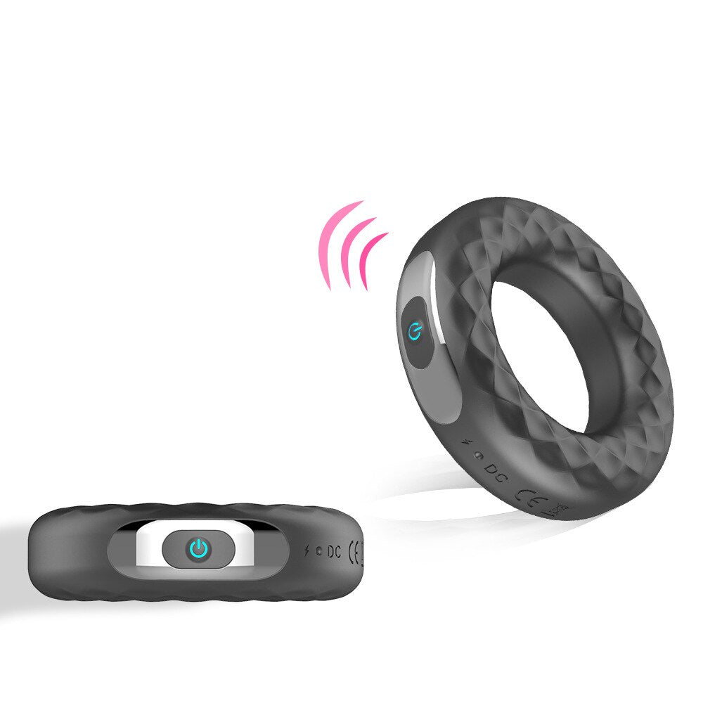 vibrator sex toys for men charging silicone shock lock fine ring male time delay masturbation sex toys (Silver) - sextoysok
