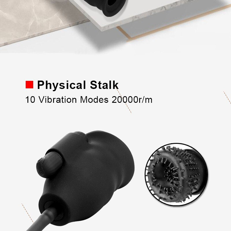 10 Modes Glans Ghost Exerciser Sex Toys for Men Masturbator Penis Enlargement Cock Trainer Penis Pump Vibrator Erotic Sex Toys (Black) - sextoysok