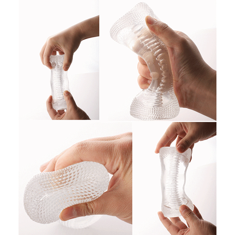 Soft TPE Transparent Pocket Pussy Real Vagina Elastic Jelly Blowjob Male Masturbator Delay Train Sex Machine Sex Toys for Man - sextoysok