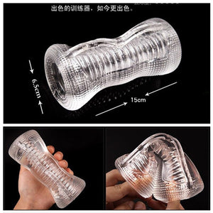 Soft TPE Transparent Pocket Pussy Real Vagina Elastic Jelly Blowjob Male Masturbator Delay Train Sex Machine Sex Toys for Man - sextoysok